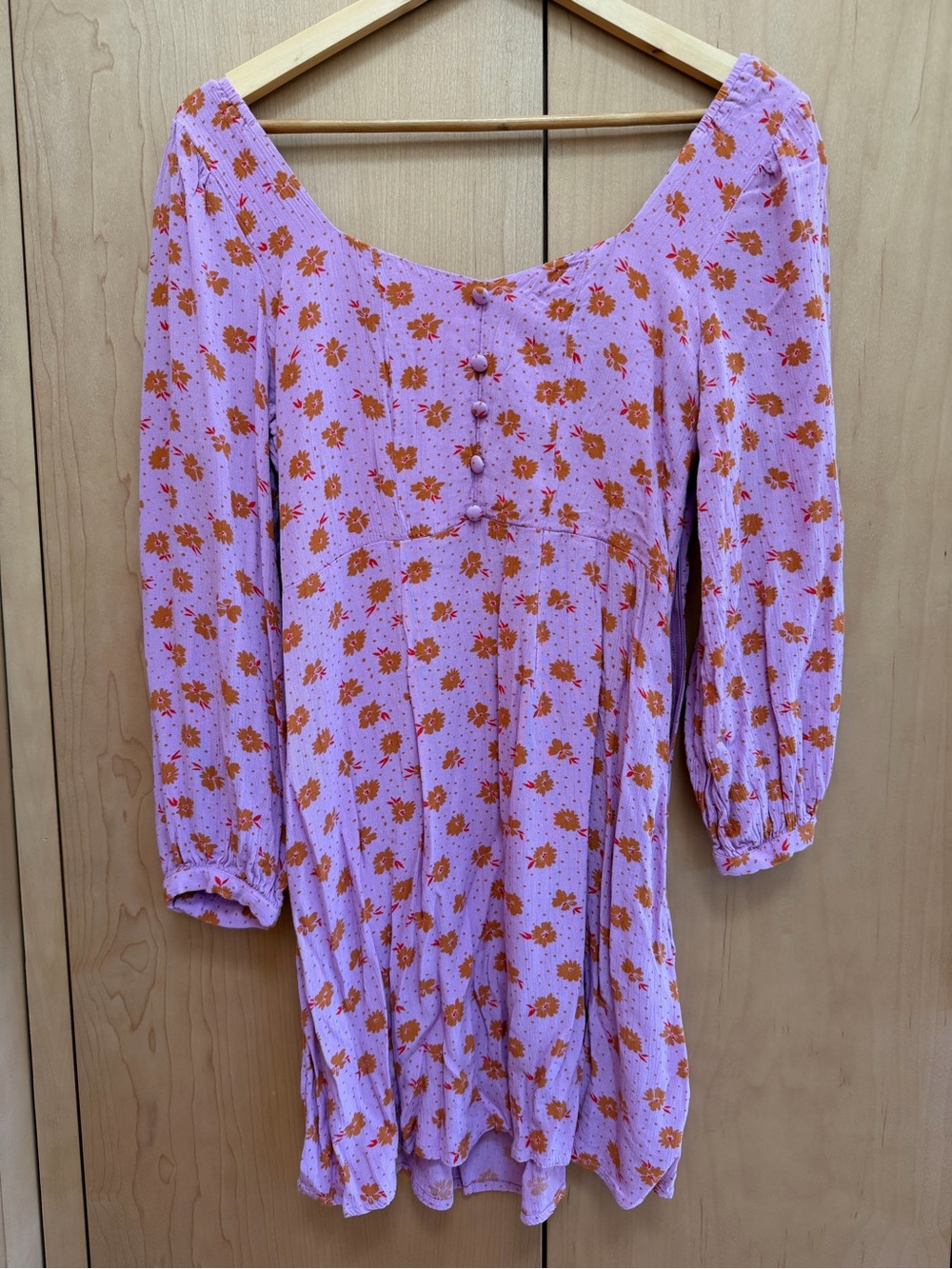 Billabong Lilac Mini Dress with Orange Floral Print